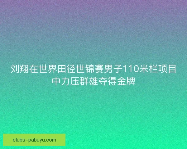 刘翔在世界田径世锦赛男子110米栏项目中力压群雄夺得金牌 刘翔在世界田径世锦赛男子110米栏项目中力压群雄夺得金牌